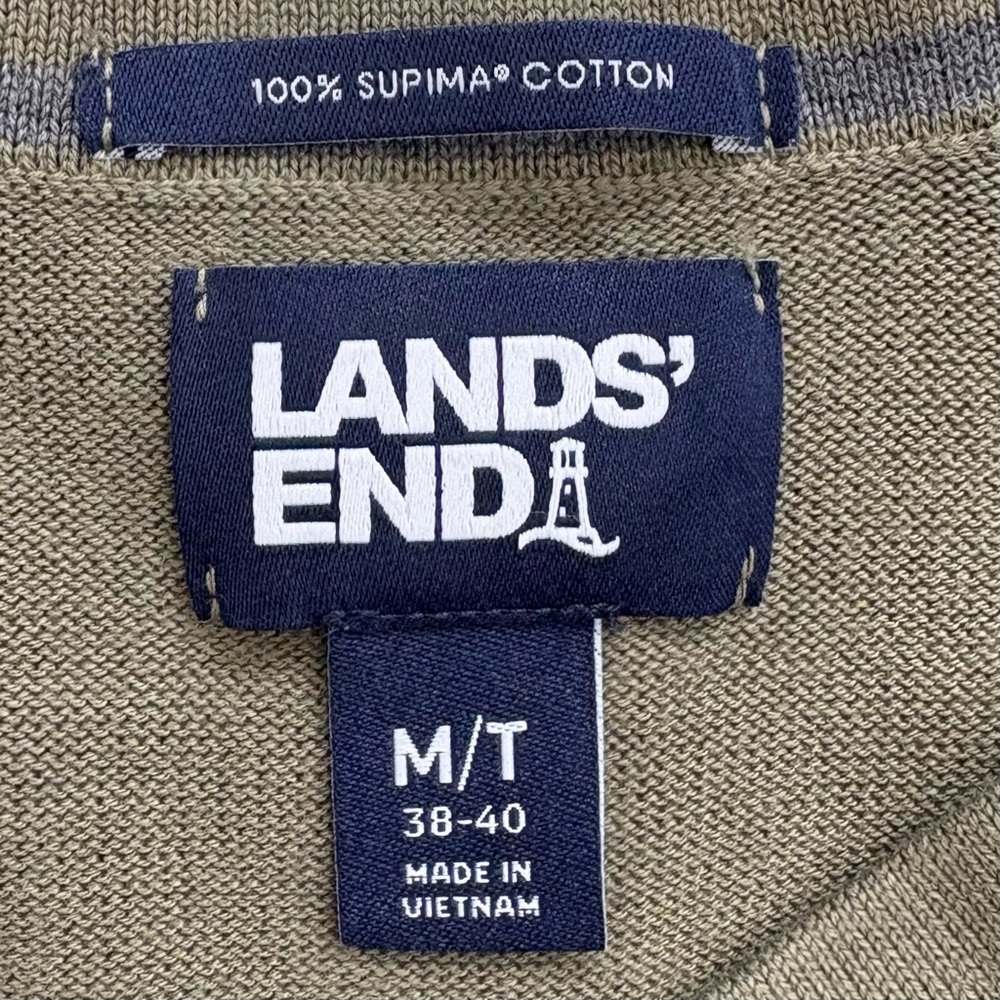 LANDS END 100% Cotton V Neck Sweater Olive Green Mens Medium Tall - Picture 4 of 8